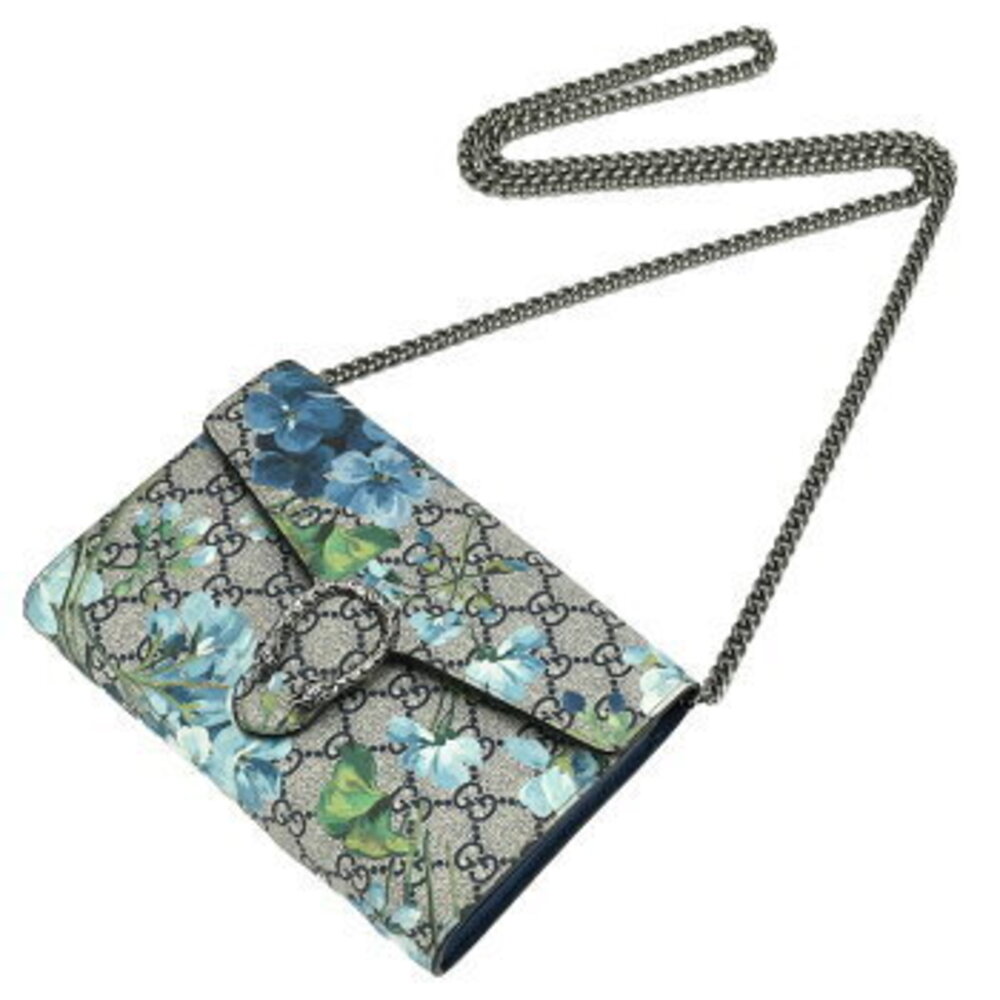 Gucci Dionysus Flower Tan Beige Chain Bloom Leather Bag Strap Blue Shoulder